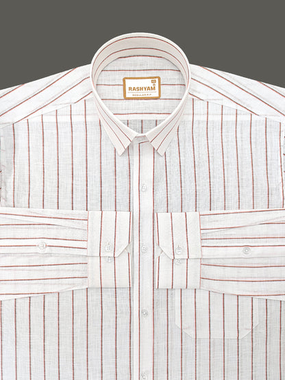 Arezzo Italian Premium Linen Red With Black Mix Line Formal Shirt For Men