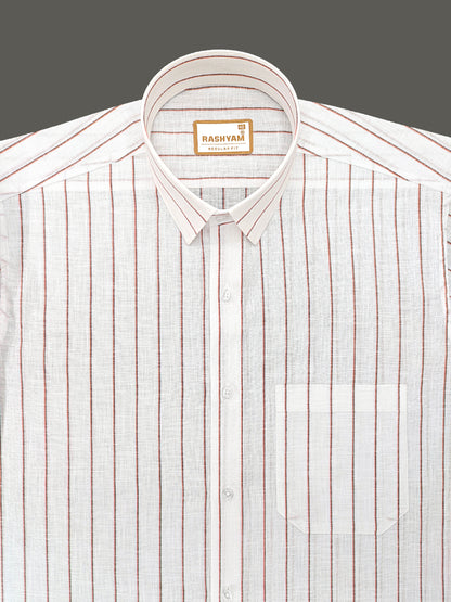 Arezzo Italian Premium Linen Red With Black Mix Line Formal Shirt For Men