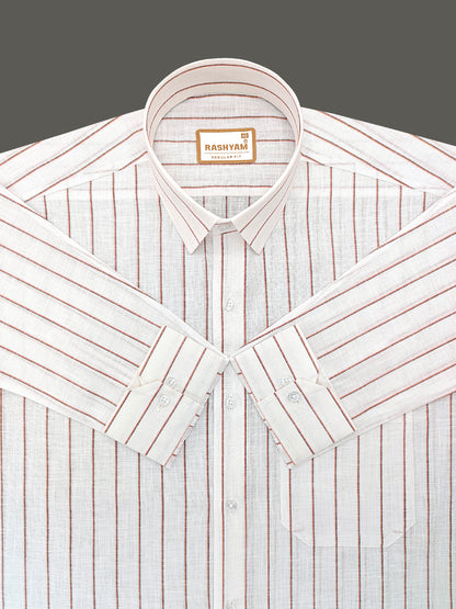 Arezzo Italian Premium Linen Red With Black Mix Line Formal Shirt For Men