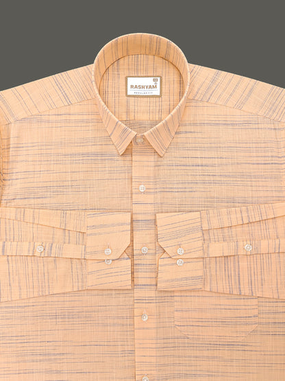 Antique Orange With Blue Thread Designer Formal Shirt For Men