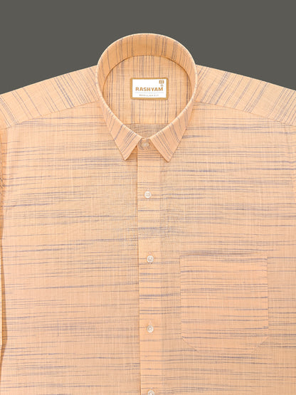 Antique Orange With Blue Thread Designer Formal Shirt For Men