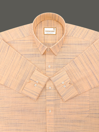 Antique Orange With Blue Thread Designer Formal Shirt For Men