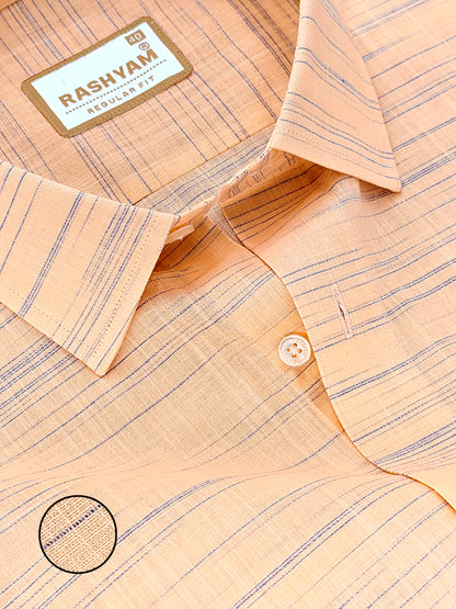 Antique Orange With Blue Thread Designer Formal Shirt For Men