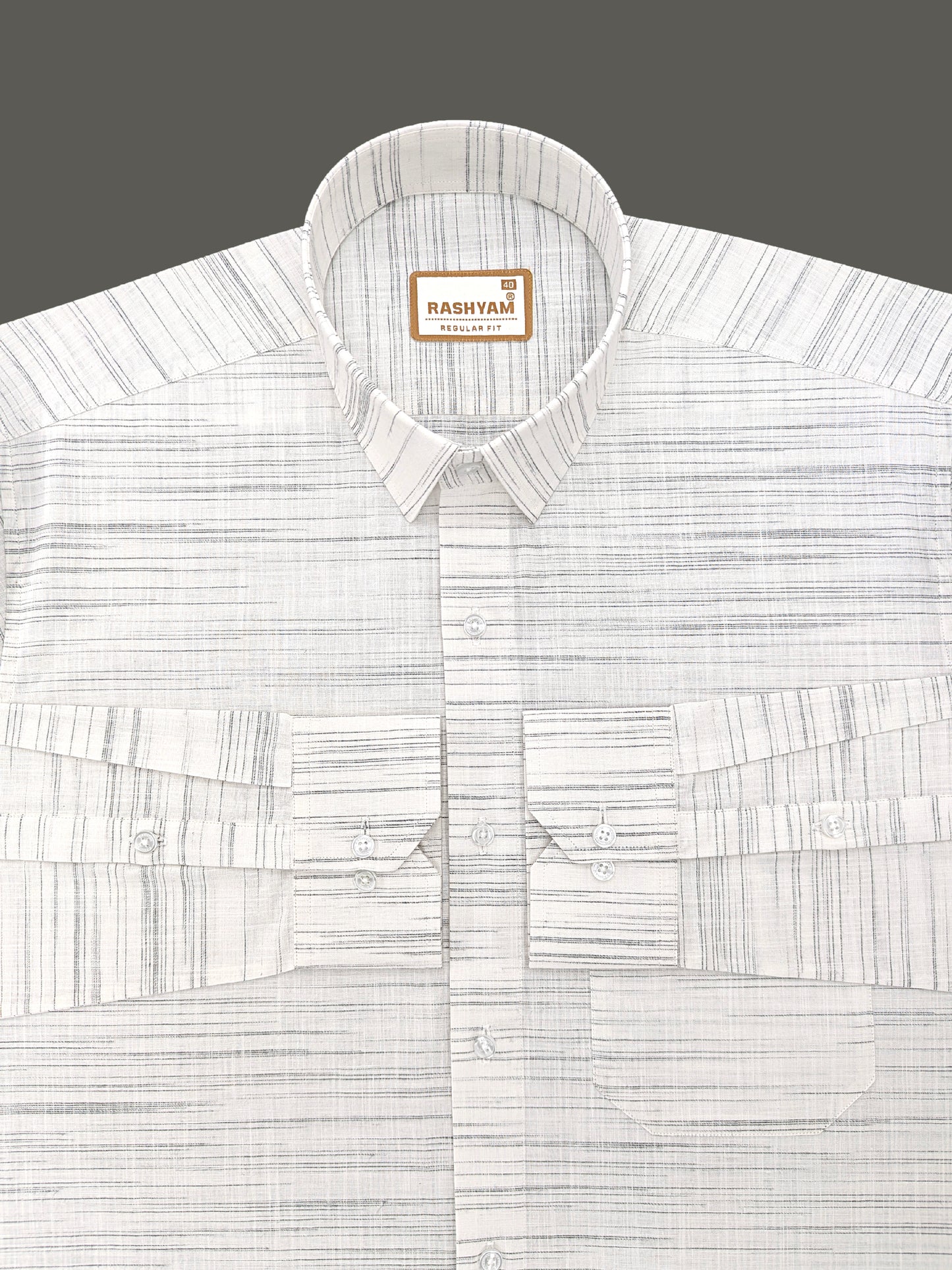 Antique Cream With Black Thread Designer Formal Shirt For Men