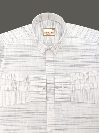 Antique Cream With Black Thread Designer Formal Shirt For Men