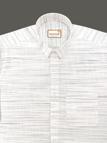 Antique Cream With Black Thread Designer Formal Shirt For Men