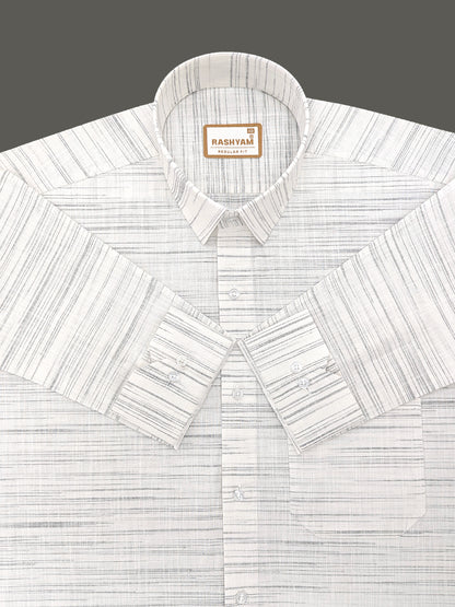 Antique Cream With Black Thread Designer Formal Shirt For Men