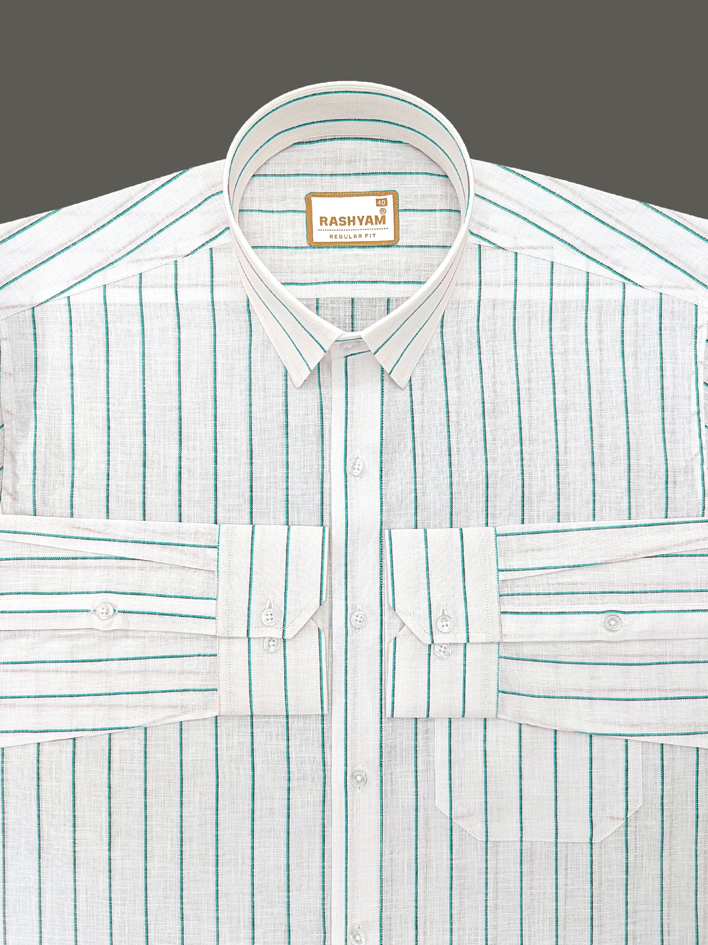 Arezzo Italian Premium Linen Aqua With Black Mix Line Formal Shirt For Men