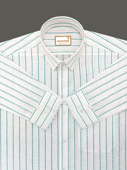 Arezzo Italian Premium Linen Aqua With Black Mix Line Formal Shirt For Men
