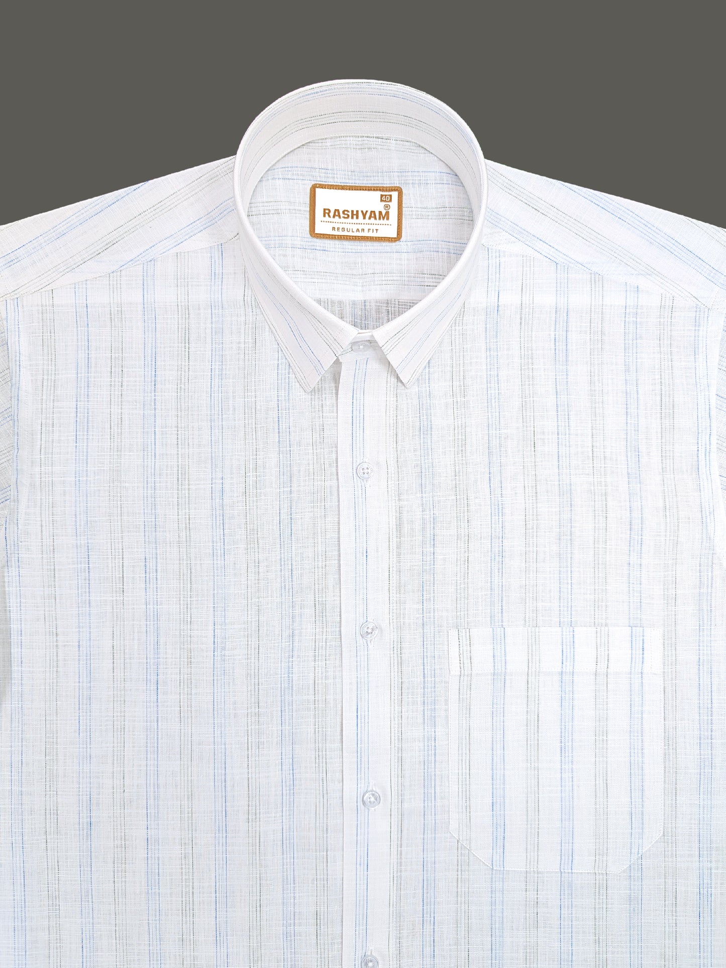 Rashyam Genoa Premium Linen Cotton Blue with Black Multi Stipe Formal Shirt