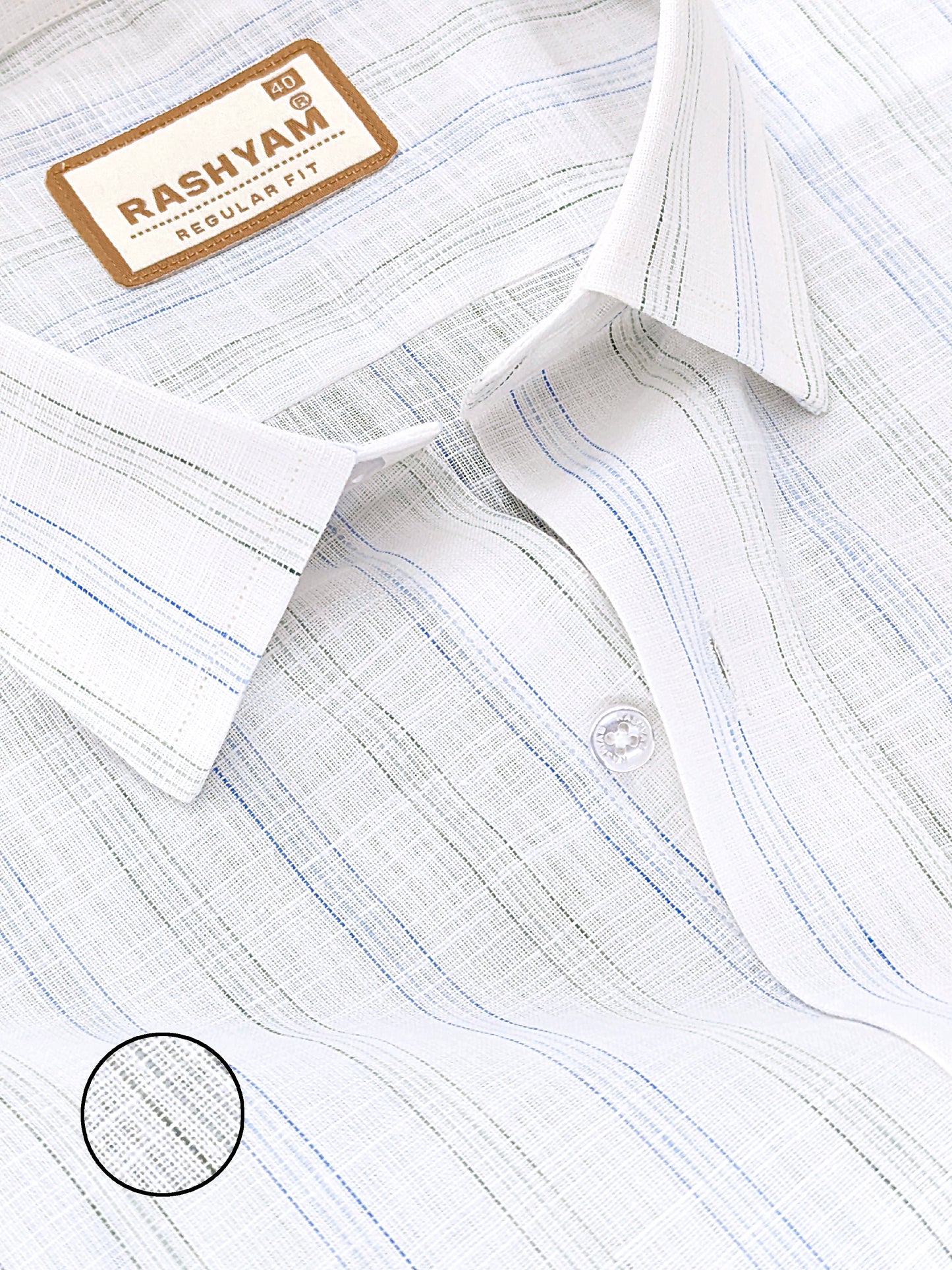 Rashyam Genoa Premium Linen Cotton Blue with Black Multi Stipe Formal Shirt