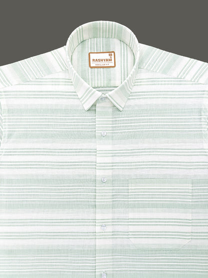 Rashyam Luxurious Linen Cotton Ice Green Stripe Formal Shirt