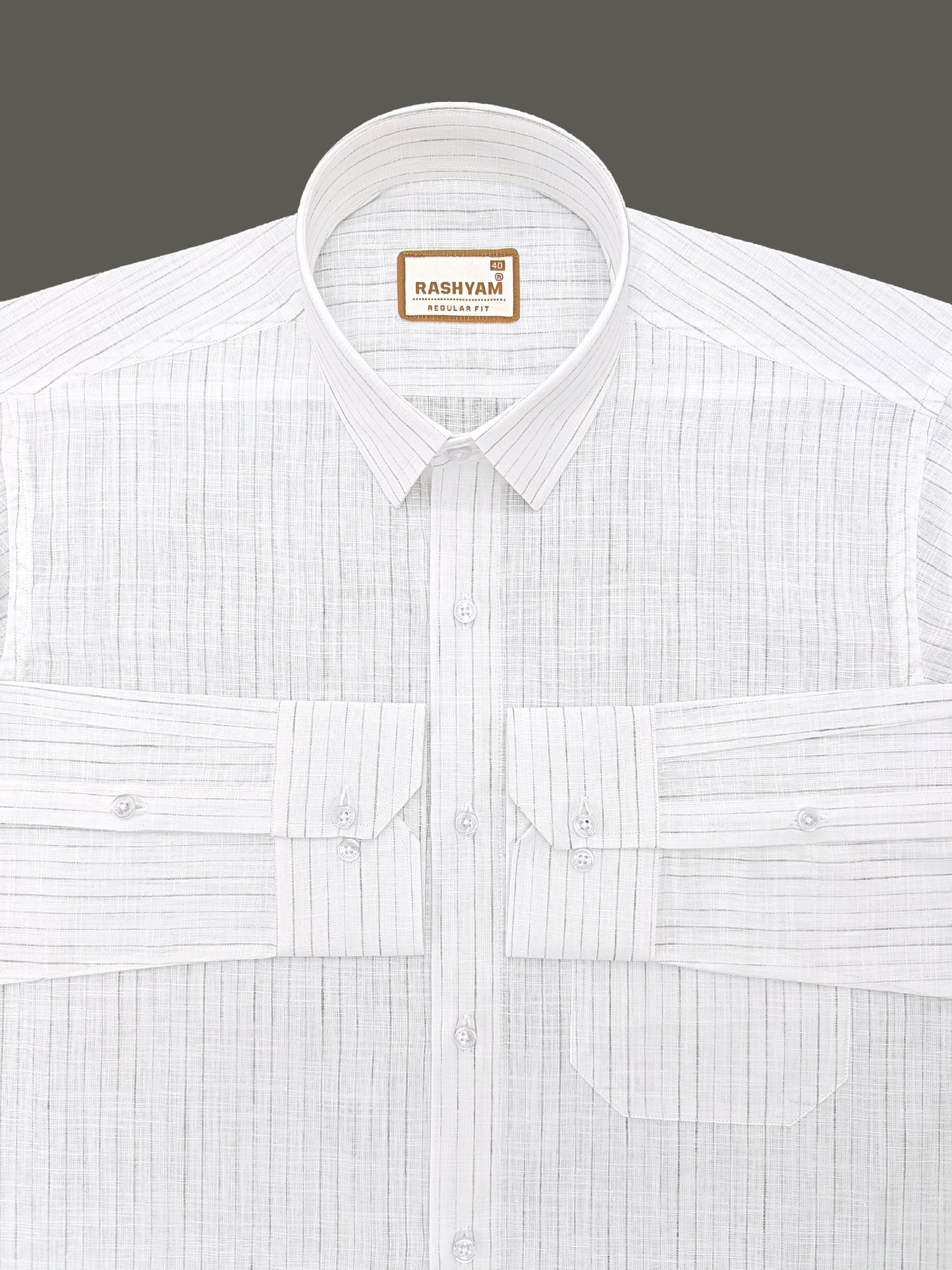 Rashyam Genoa Premium Linen Cotton Greyish Multi Stripe Formal Shirt