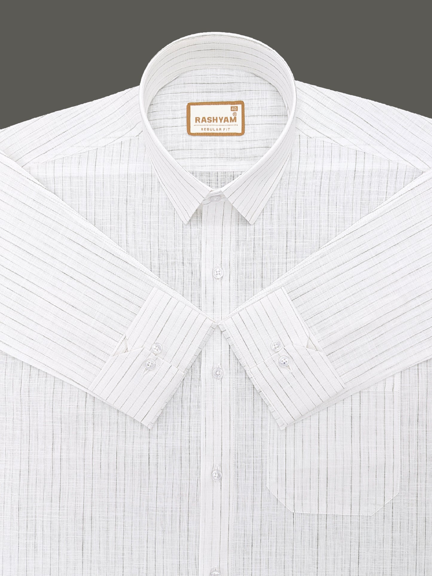 Rashyam Genoa Premium Linen Cotton Greyish Multi Stripe Formal Shirt