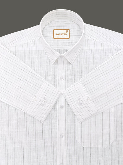 Rashyam Genoa Premium Linen Cotton Greyish Multi Stripe Formal Shirt