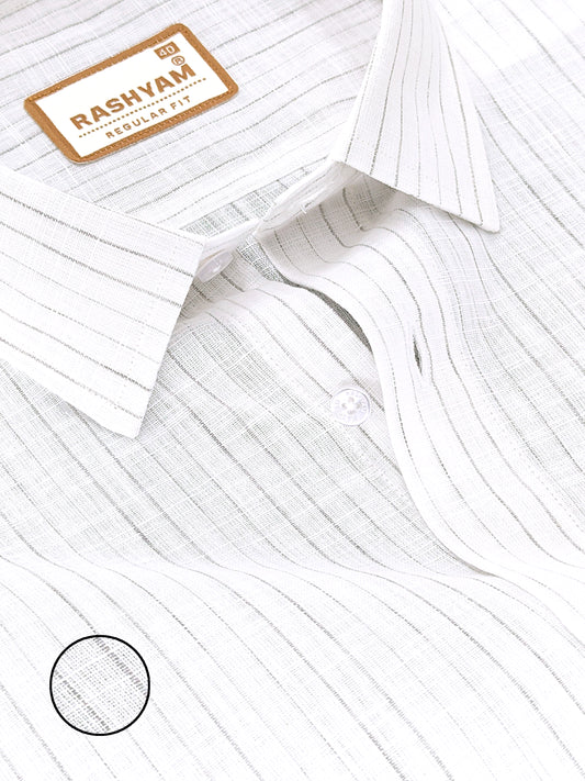 Rashyam Genoa Premium Linen Cotton Greyish Multi Stripe Formal Shirt