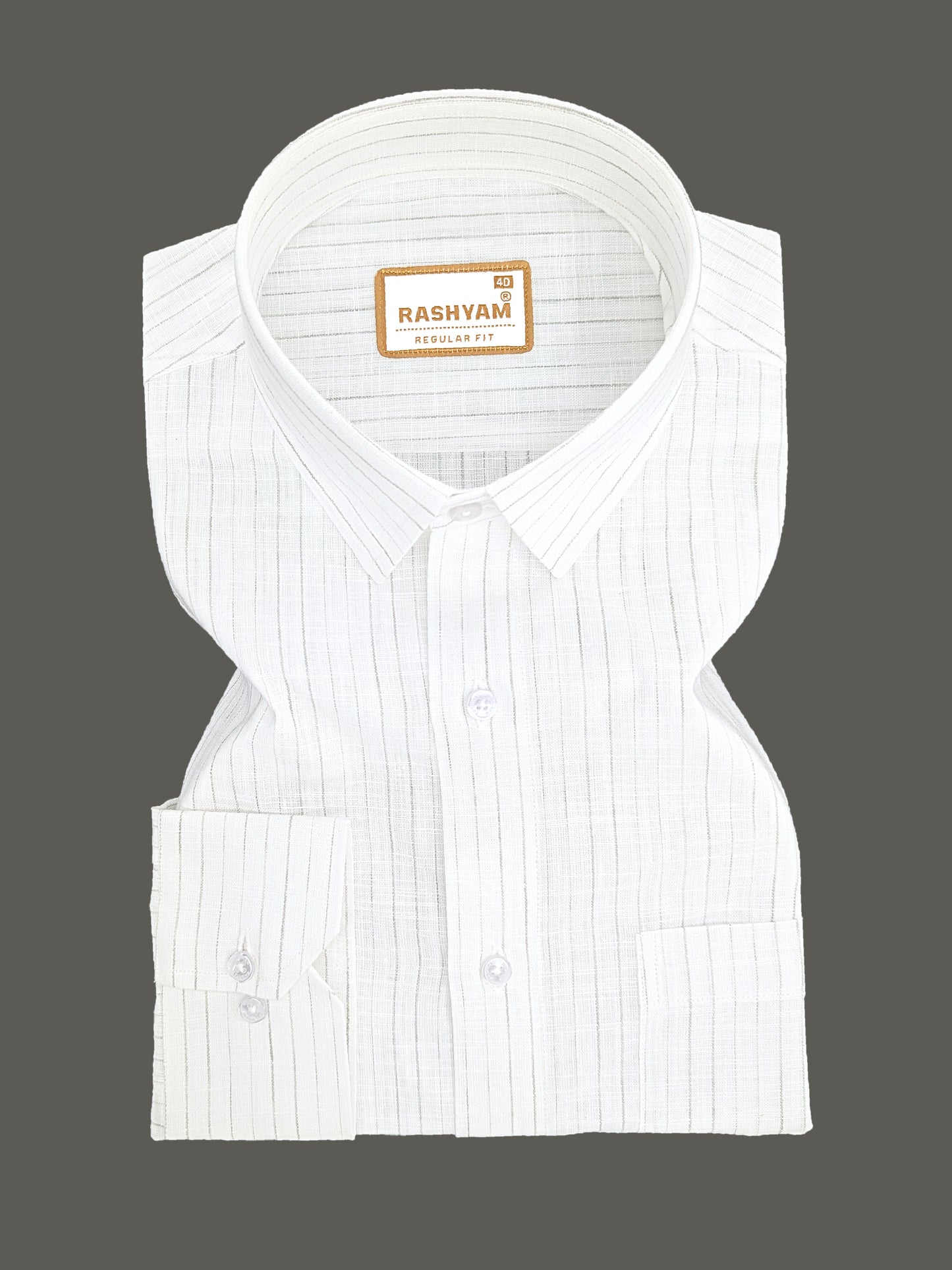 Rashyam Genoa Premium Linen Cotton Greyish Multi Stripe Formal Shirt