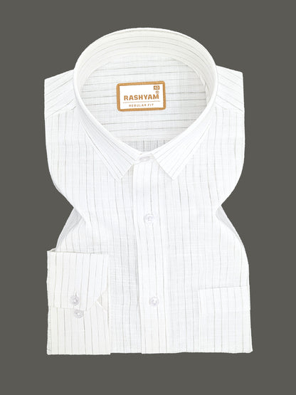 Rashyam Genoa Premium Linen Cotton Greyish Multi Stripe Formal Shirt