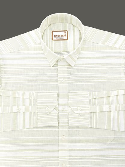 Rashyam Luxurious Linen Cotton Sugar Cane Stripe Formal Shirt