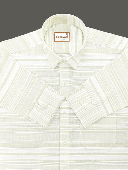 Rashyam Luxurious Linen Cotton Sugar Cane Stripe Formal Shirt