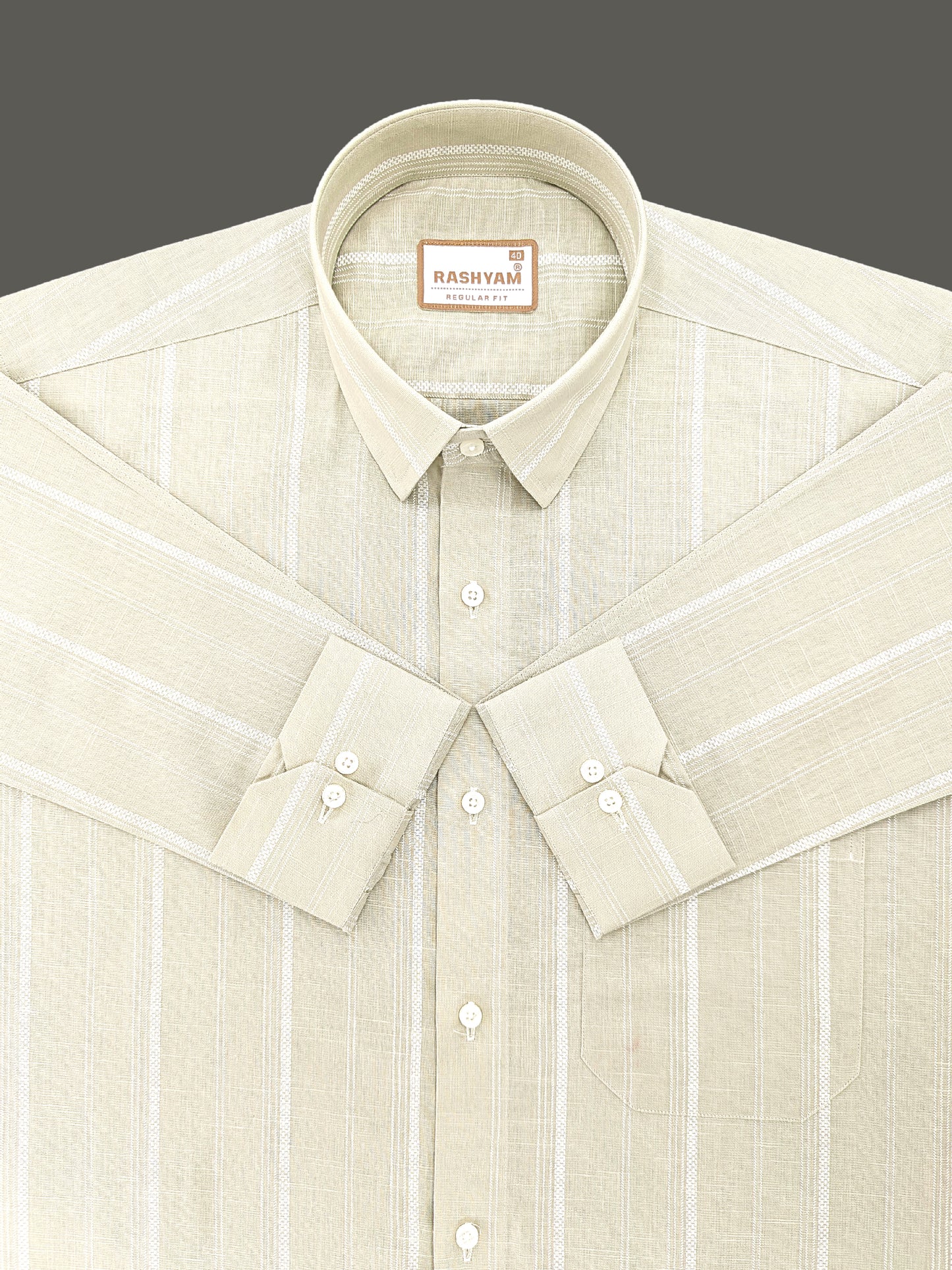 Rashyam Genoa Premium Linen Cotton White Design On Brown Formal Shirt