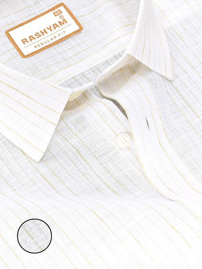 Rashyam Genoa Premium Linen Cotton Yellowish Multi Stripe Formal Shirt