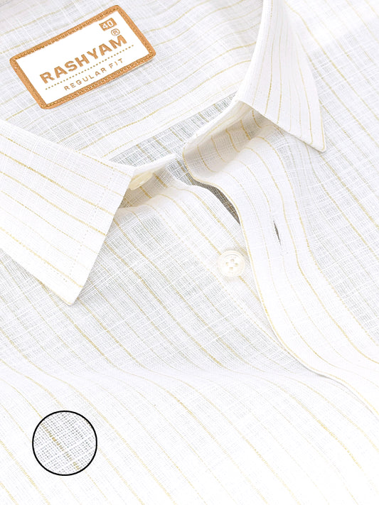 Rashyam Genoa Premium Linen Cotton Yellowish Multi Stripe Formal Shirt