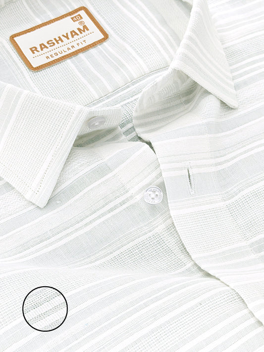Rashyam Luxurious Linen Cotton Vista white Stripe Formal Shirt