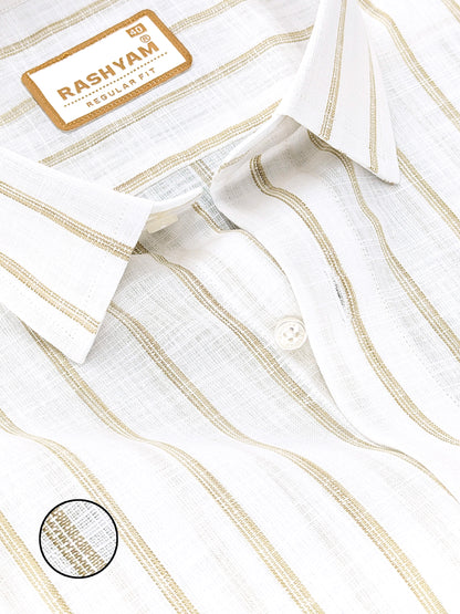 Rashyam Genoa Premium Linen Cotton Brown Classic Stripe Formal Shirt