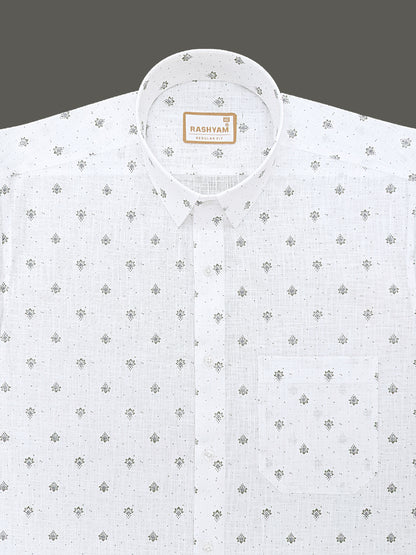 Manarola Premium Linen Cotton Grey Maple Star Print Formal Shirt