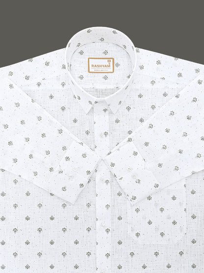 Manarola Premium Linen Cotton Grey Maple Star Print Formal Shirt