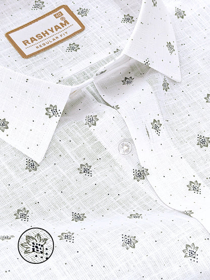 Manarola Premium Linen Cotton Grey Maple Star Print Formal Shirt