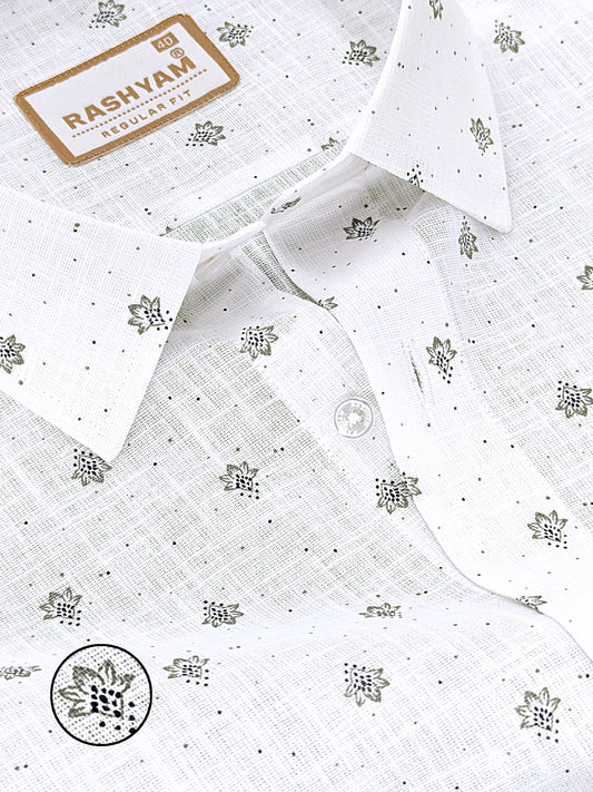 Manarola Premium Linen Cotton Grey Maple Star Print Formal Shirt