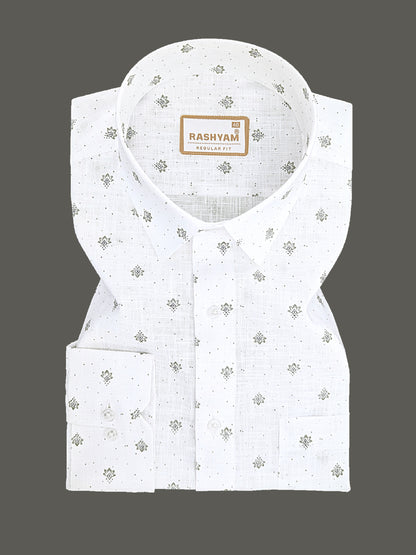 Manarola Premium Linen Cotton Grey Maple Star Print Formal Shirt