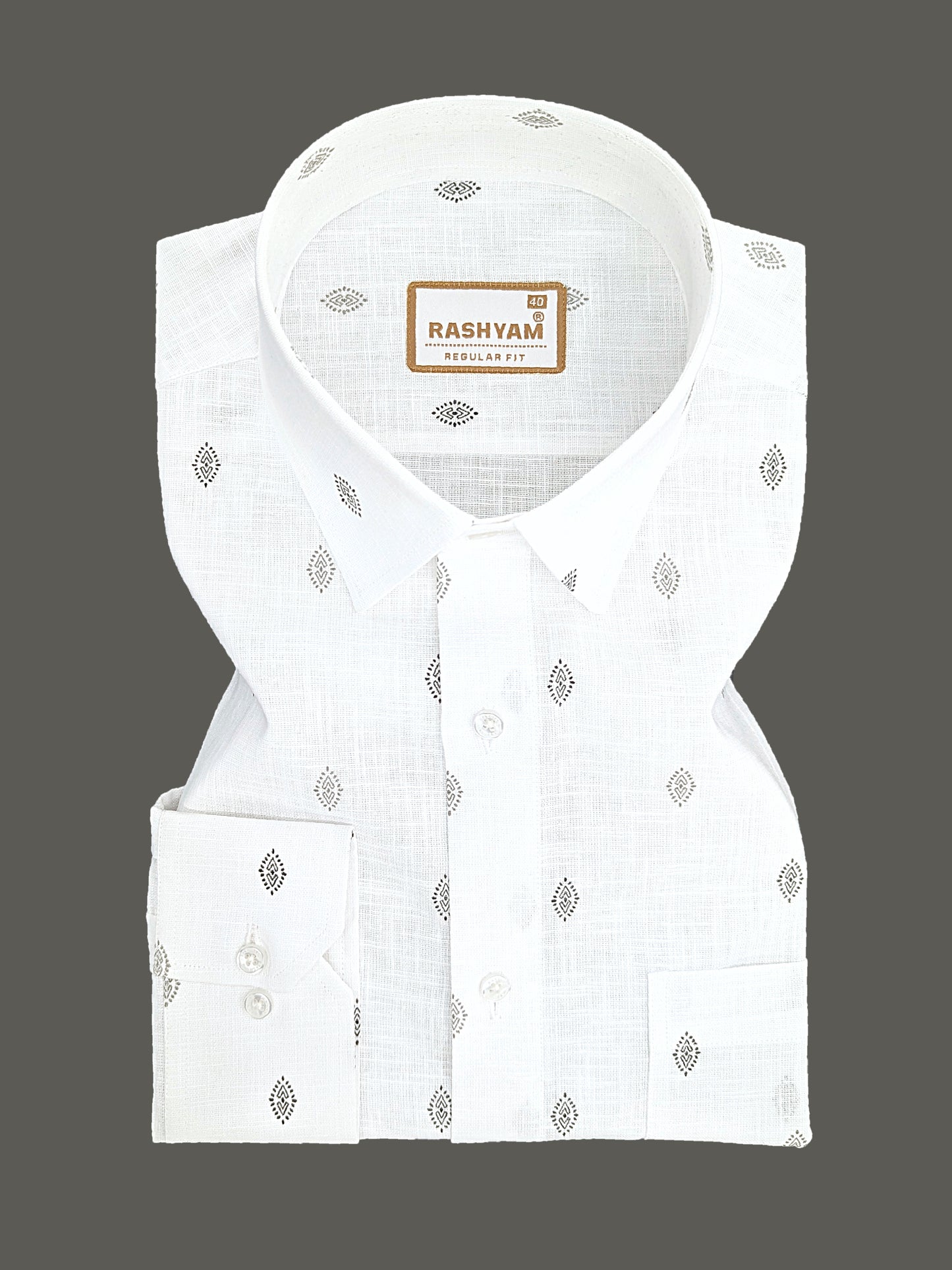 Manarola Premium Linen Cotton Black Tribal Eye Motif Print Formal Shirt
