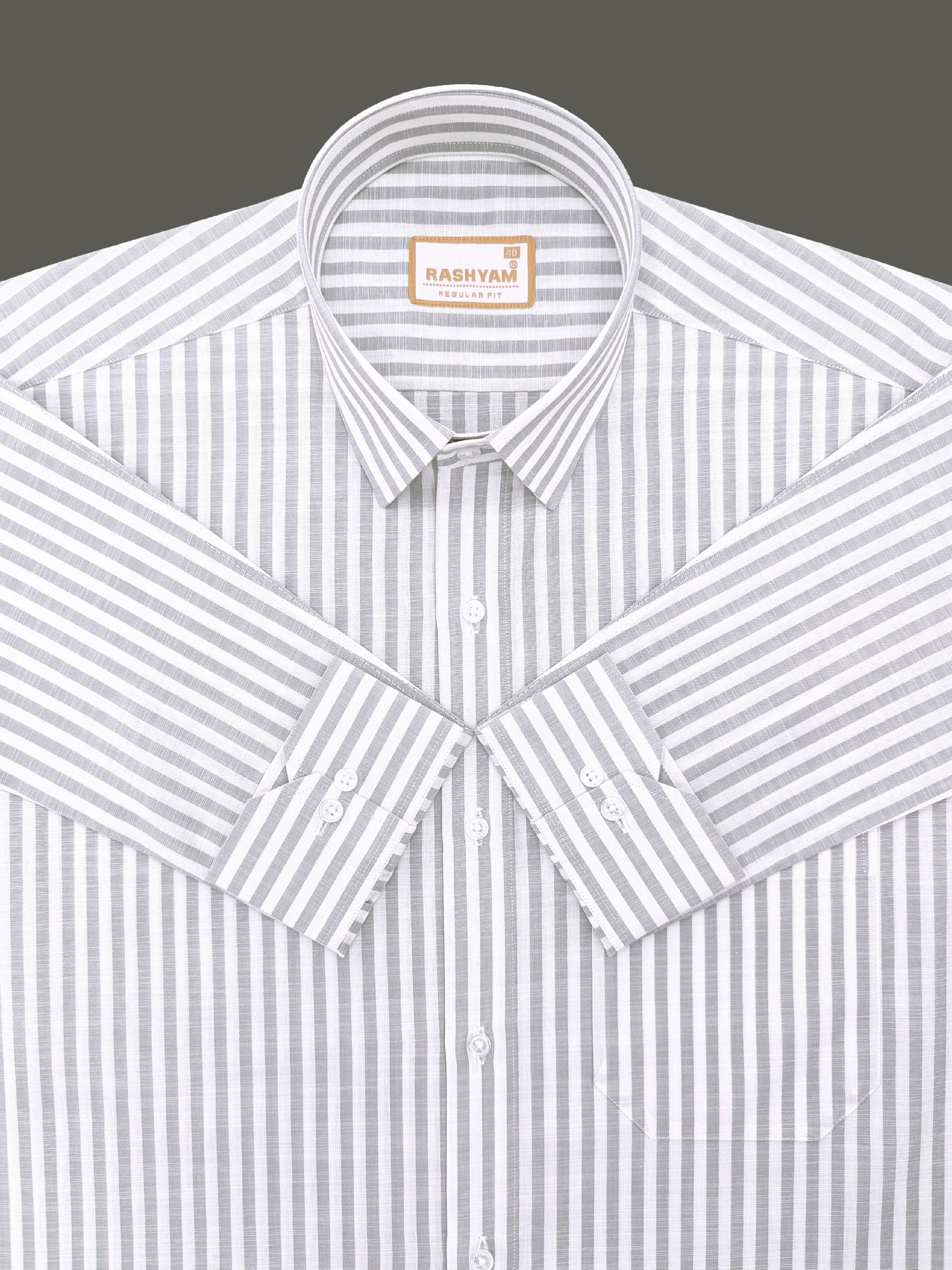 Light Grey Stripes On White Premium Linen Shirt Rashyam Premium Clothing Brand - Rashyam.in Light Grey Stripes On White Premium Linen Shirt Rashyam Premium Clothing Brand - Rashyam.in