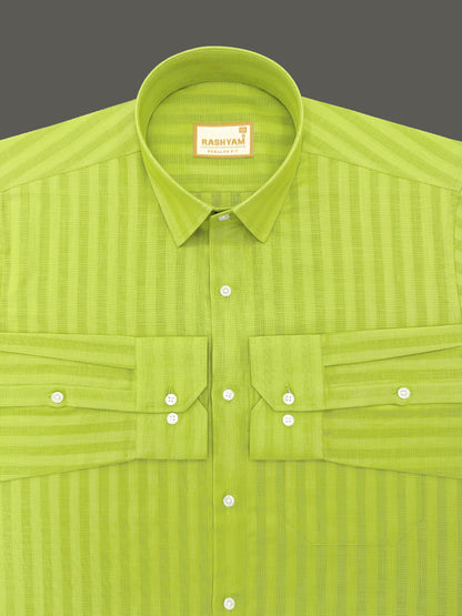 Lime Green Line Luxurious Italian Linen Shirt