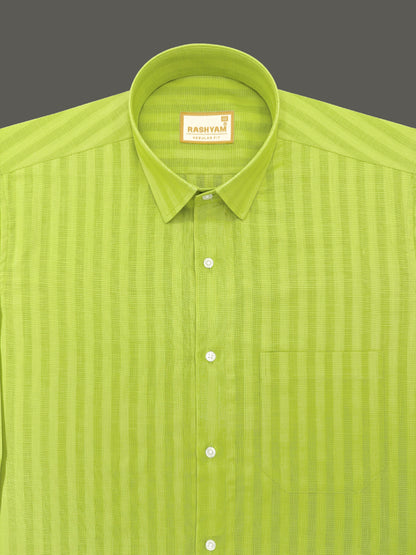 Lime Green Line Luxurious Italian Linen Shirt