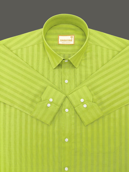 Lime Green Line Luxurious Italian Linen Shirt