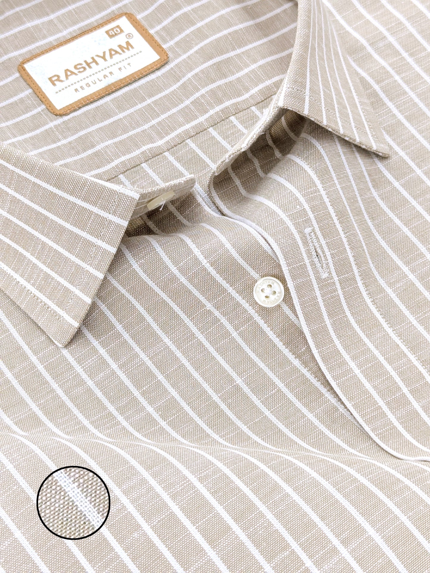 Brown With White Line Luxurious Italian Linen Shirt