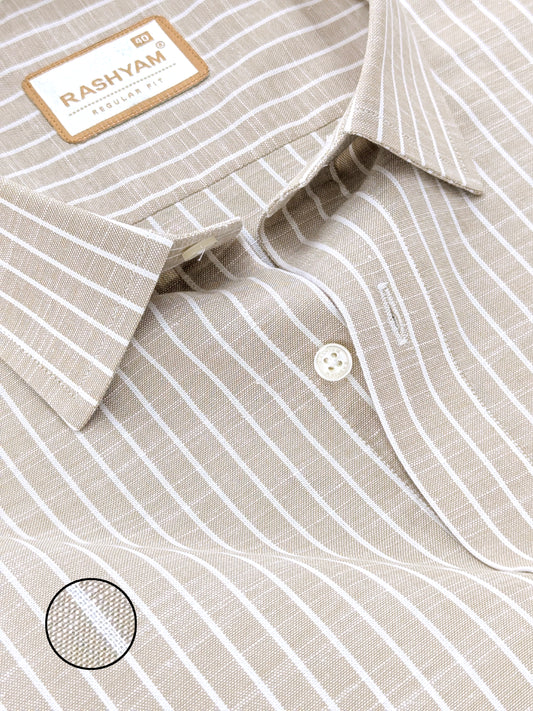 Brown With White Line Luxurious Italian Linen Shirt