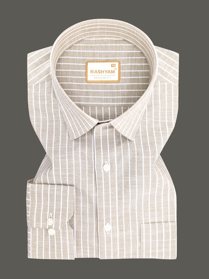 Brown With White Line Luxurious Italian Linen Shirt