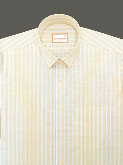 Positano Luxurious Linen Cotton Light Beige With White Line Formal Shirt
