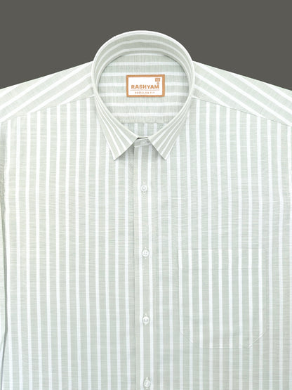 Positano Luxurious Linen Cotton Light Sage Green With White Line Formal Shirt