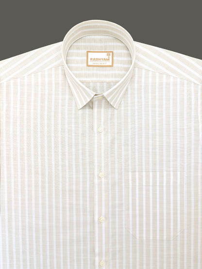 Positano Luxurious Linen Cotton Soft Almond Stripe Formal Shirt