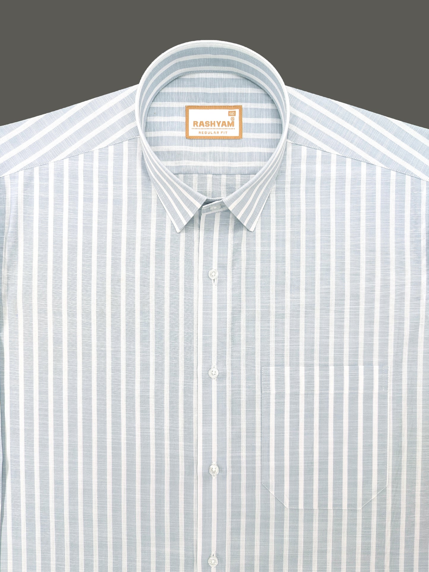 Positano Luxurious Linen Cotton Soft Powder Blue with White Line Formal Shirt