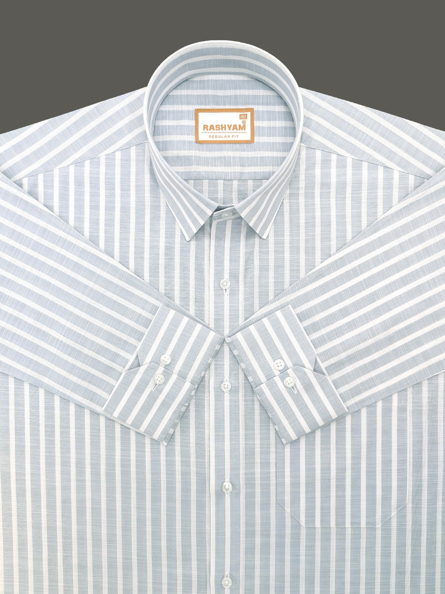 Positano Luxurious Linen Cotton Soft Powder Blue with White Line Formal Shirt