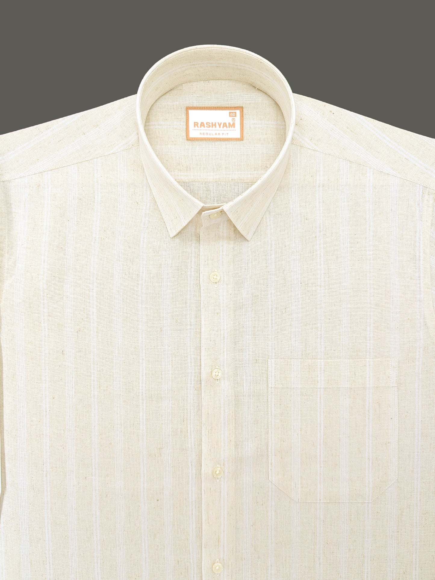 White Stripes On Natural Cream Premium Linen Shirt