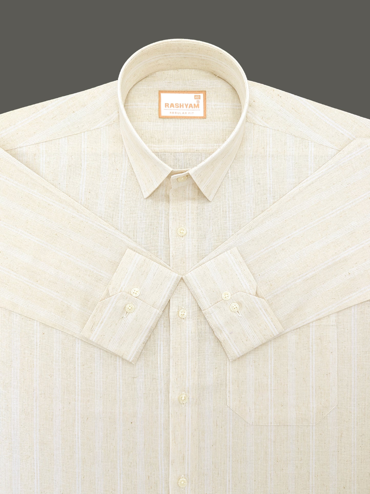 White Stripes On Natural Cream Premium Linen Shirt