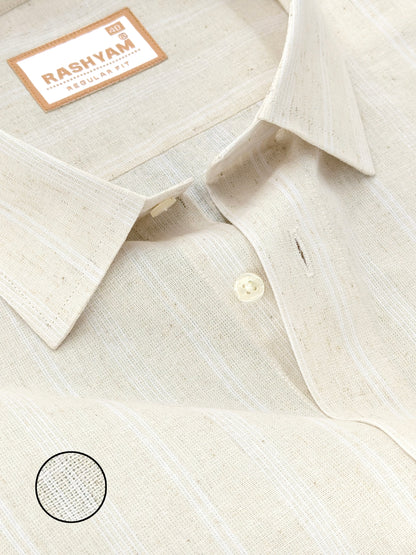 White Stripes On Natural Cream Premium Linen Shirt
